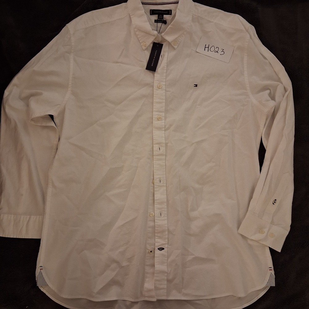 Tommy Hilfiger White Long Sleeve Mens XXL Button Down Regular Fit Stretch NWT